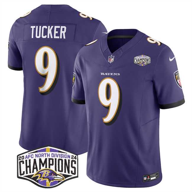 Men%27s Baltimore Ravens #9 Justin Tucker Purple F.U.S.E 2024 AFC North Division Champions Vapor Limited Jersey->baltimore ravens->NFL Jersey